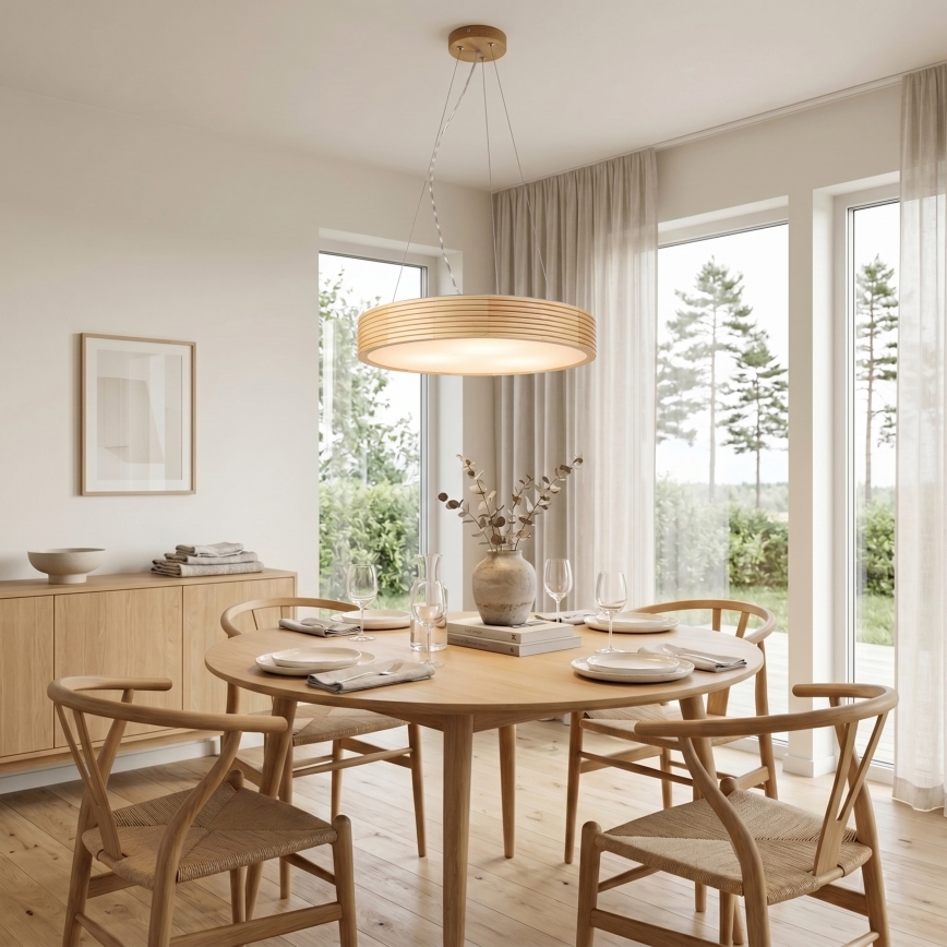 Lestenec na vrvici NATURAL MODERN 3xE27/15W/230V, premer 47,5 cm, iz borovca