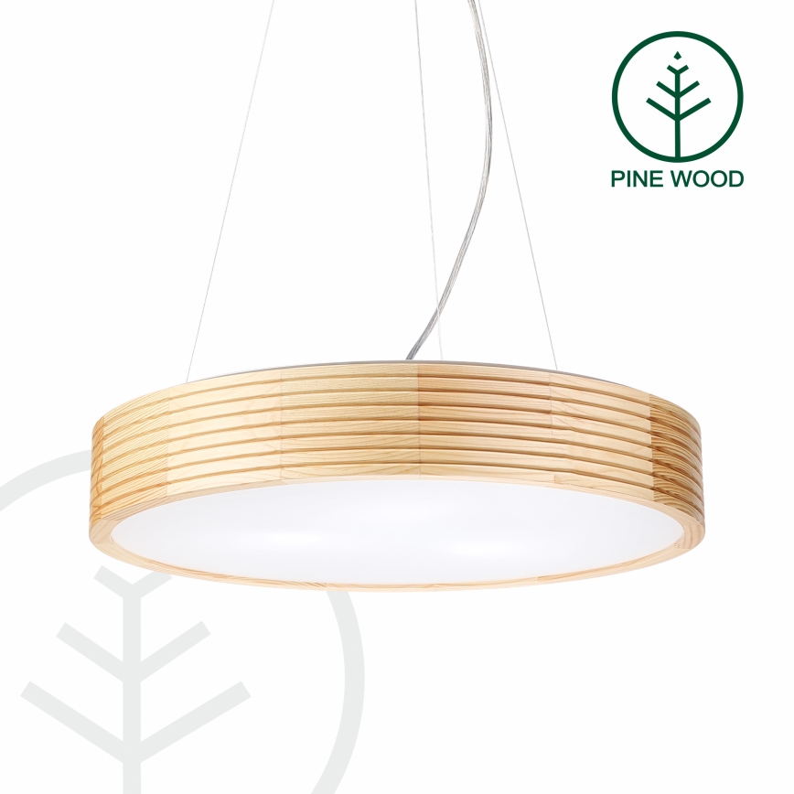 Lestenec na vrvici NATURAL MODERN 3xE27/15W/230V, premer 47,5 cm, iz borovca
