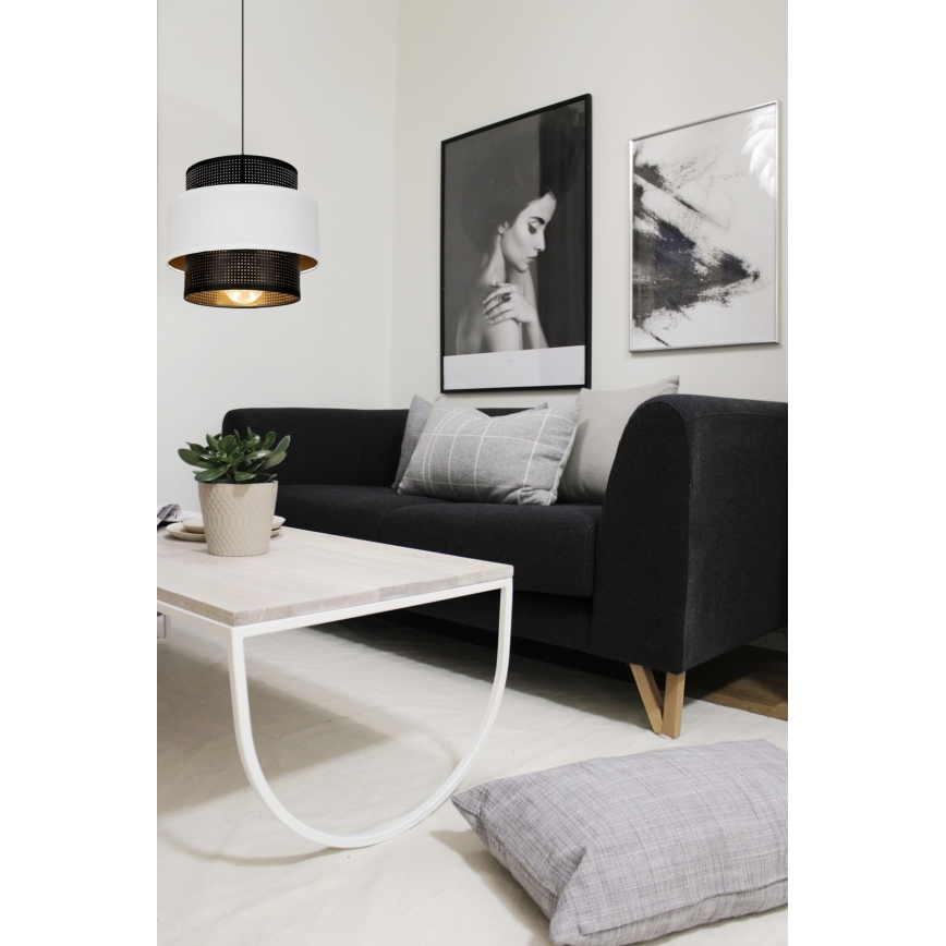 Lestenec na vrvici NESS 1xE27/60W/230V črna/bela