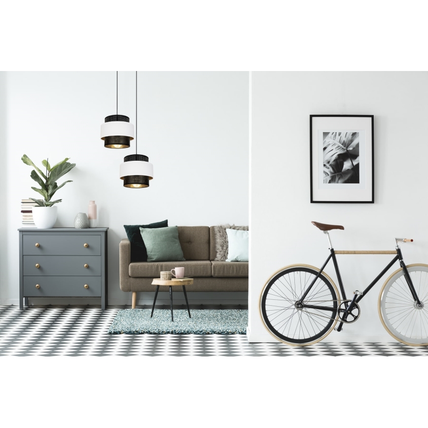 Lestenec na vrvici NESS 2xE27/60W/230V premer 30 cm črna/bela