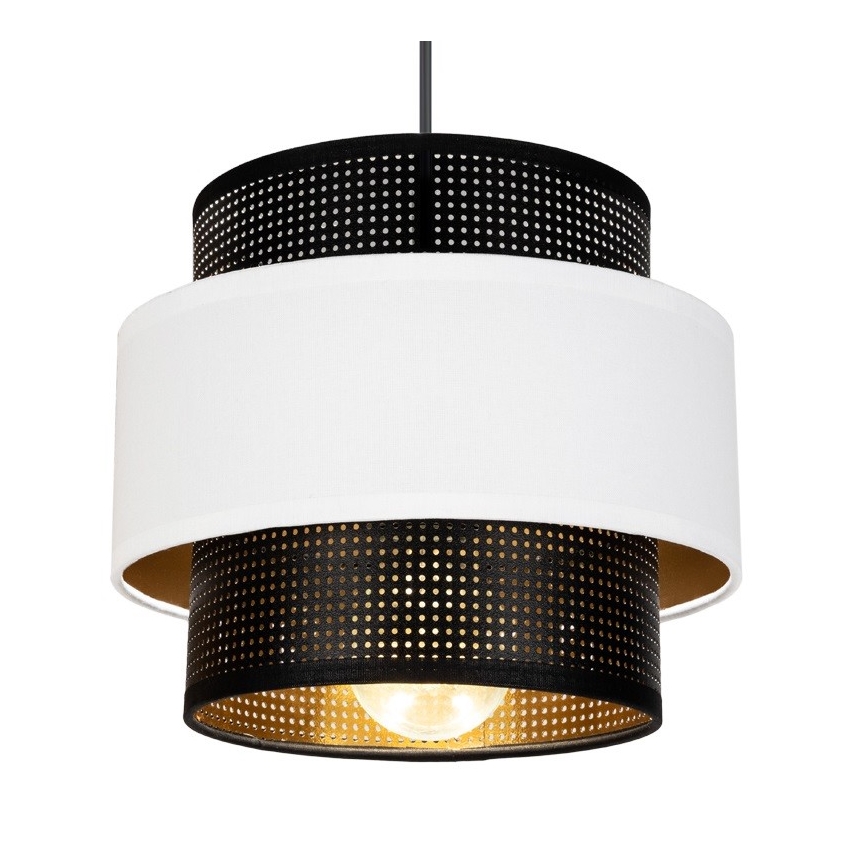 Lestenec na vrvici NESS 2xE27/60W/230V premer 30 cm črna/bela