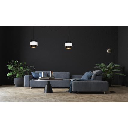 Lestenec na vrvici NESS 2xE27/60W/230V spider črna/bela