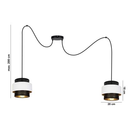 Lestenec na vrvici NESS 2xE27/60W/230V spider črna/bela