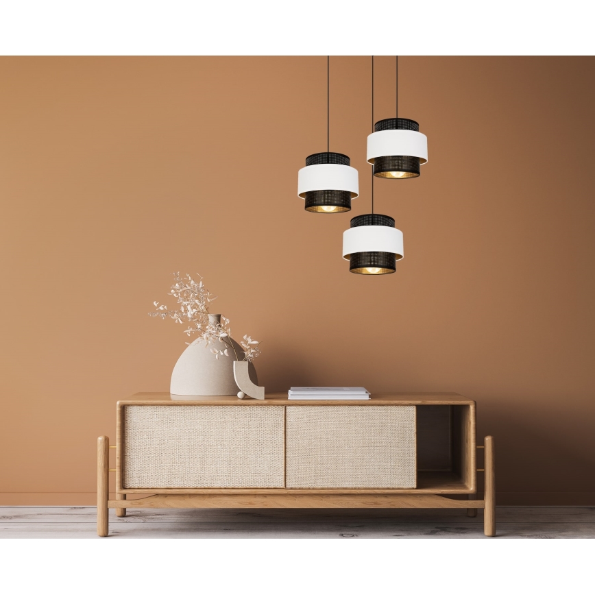 Lestenec na vrvici NESS 3xE27/60W/230V premer 45 cm črna/bela