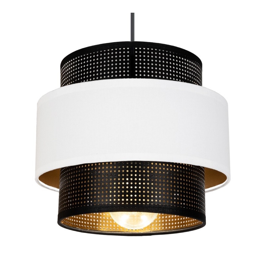 Lestenec na vrvici NESS 3xE27/60W/230V premer 45 cm črna/bela