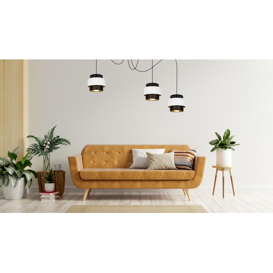 Lestenec na vrvici NESS 3xE27/60W/230V spider črna/bela