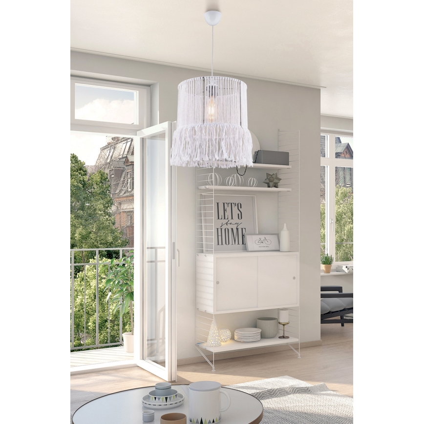 Lestenec na vrvici NESS MAKRAMÉ 1xE27/40W/230V, bela