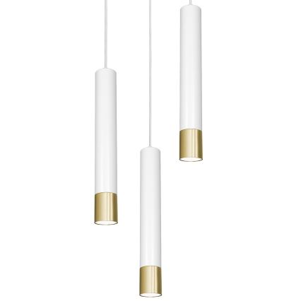 Lestenec na vrvici NEST 3xGU10/8W/230V belo/zlat okrogel