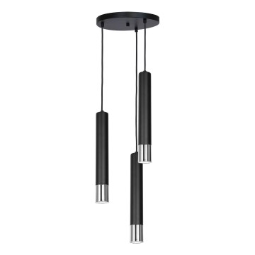 Lestenec na vrvici NEST 3xGU10/8W/230V črna/sijajni krom