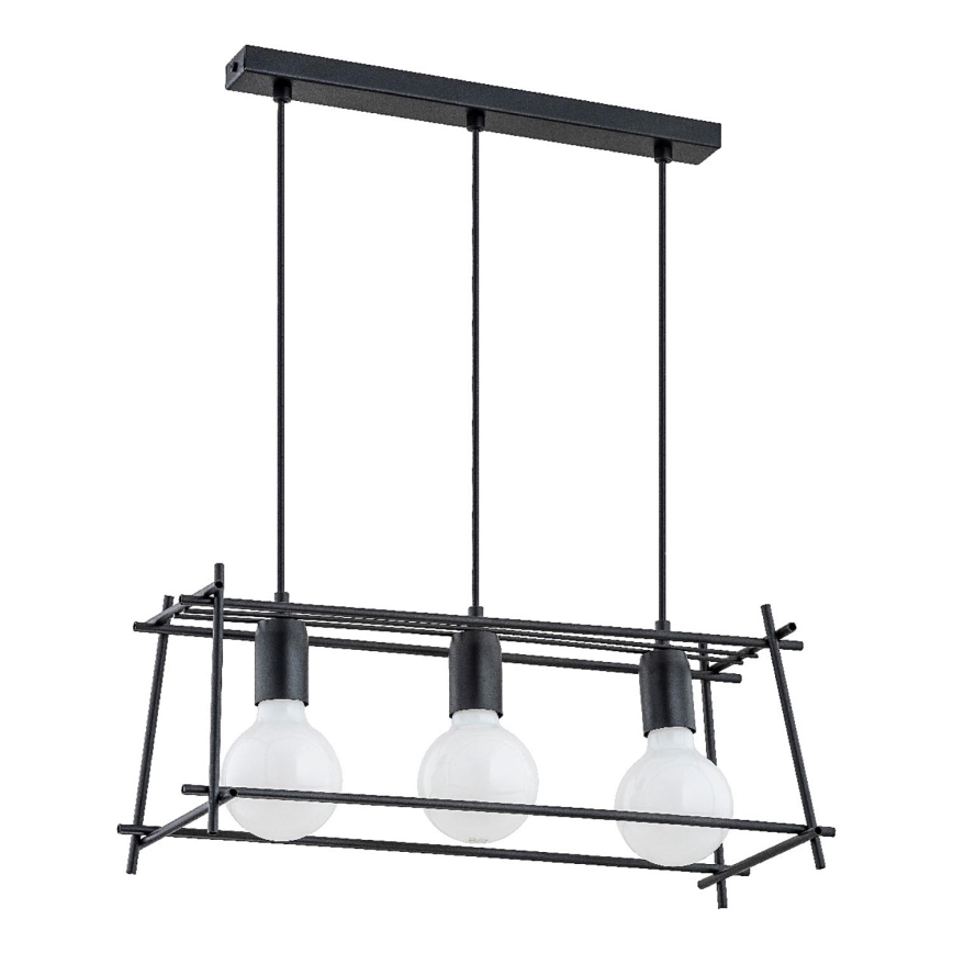Lestenec na vrvici NETI 3xE27/15W/230V črna