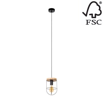 Lestenec na vrvici NETUNO 1xE27/60W/230V hrast - FSC certifikat