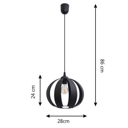 Lestenec na vrvici NEWTON 1xE27/15W/230V črna