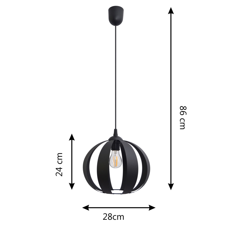 Lestenec na vrvici NEWTON 1xE27/15W/230V črna