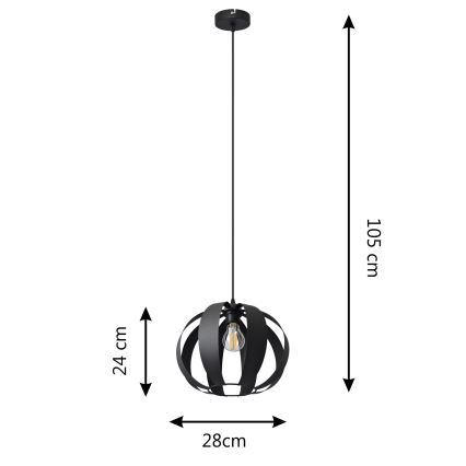 Lestenec na vrvici NEWTON 1xE27/15W/230V črna