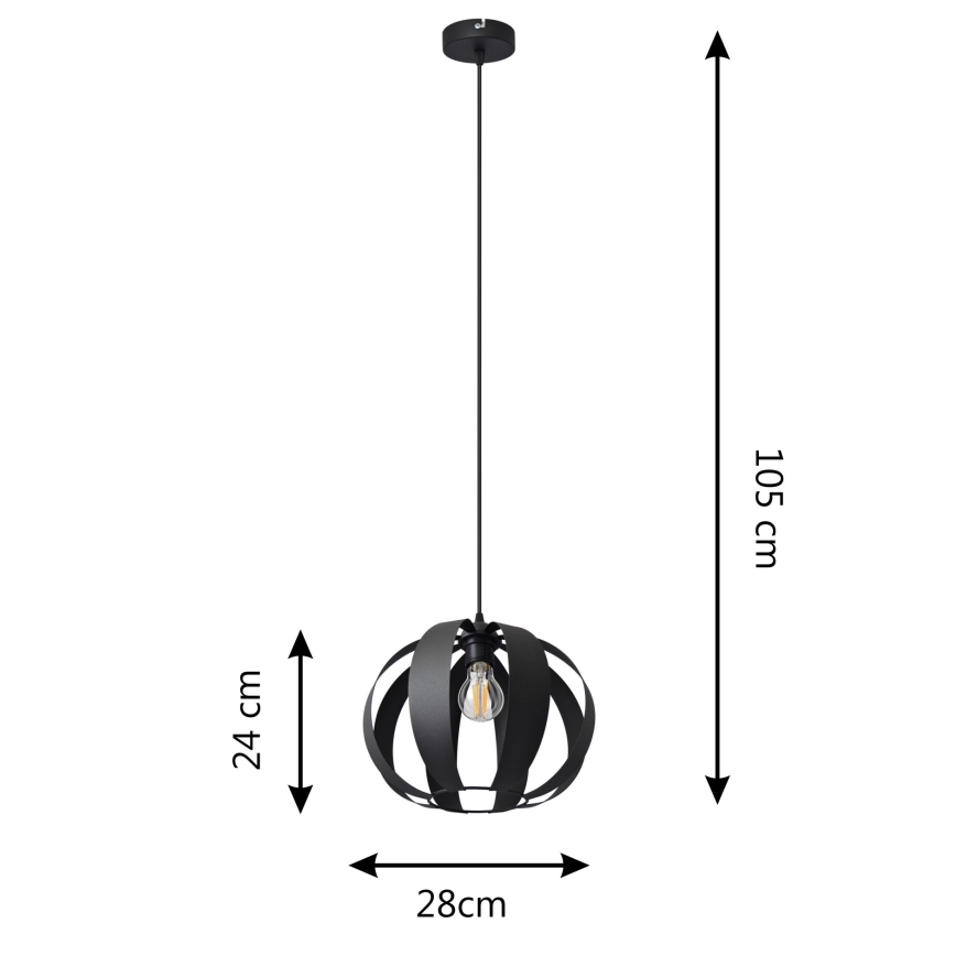 Lestenec na vrvici NEWTON 1xE27/15W/230V črna