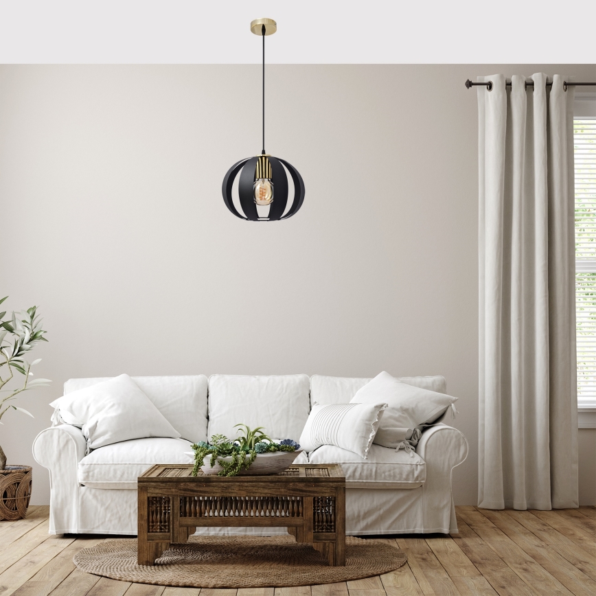 Lestenec na vrvici NEWTON 1xE27/15W/230V črna/zlata