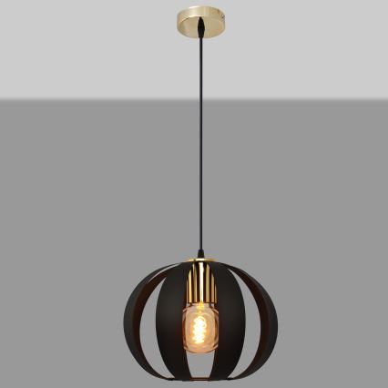 Lestenec na vrvici NEWTON 1xE27/15W/230V črna/zlata