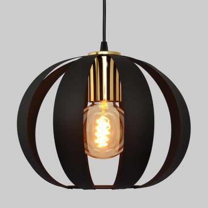 Lestenec na vrvici NEWTON 1xE27/15W/230V črna/zlata