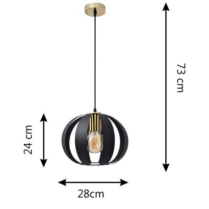Lestenec na vrvici NEWTON 1xE27/15W/230V črna/zlata