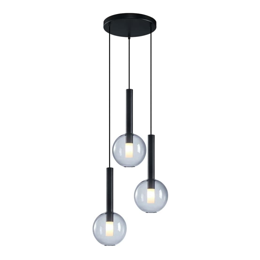 Lestenec na vrvici NIKO 3xG9/9W/230V črna