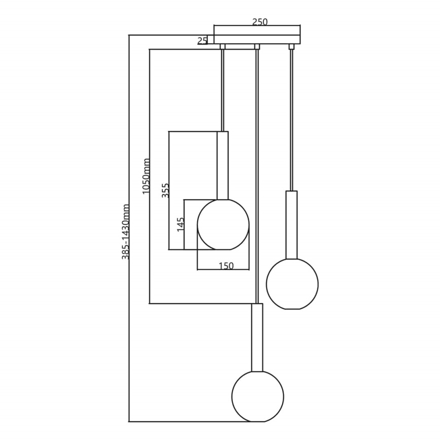 Lestenec na vrvici NIKO 3xG9/9W/230V črna