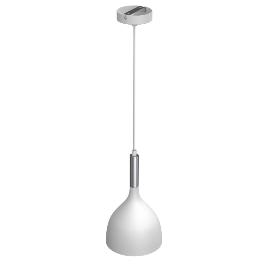 Lestenec na vrvici NOAK 1xE27/15W/230V bela/sijajni krom