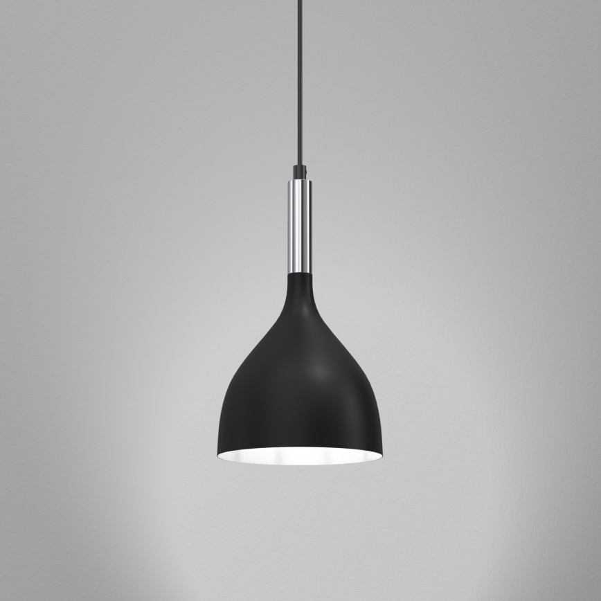 Lestenec na vrvici NOAK 1xE27/15W/230V črna/sijajni krom