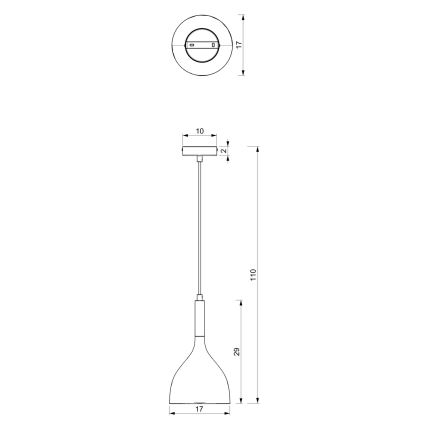 Lestenec na vrvici NOAK 1xE27/15W/230V črna/sijajni krom