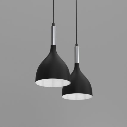 Lestenec na vrvici NOAK 2xE27/15W/230V črna/sijajni krom