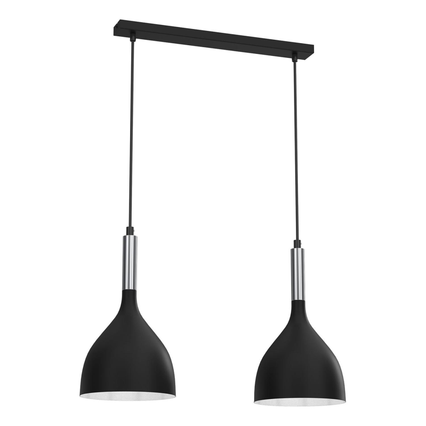 Lestenec na vrvici NOAK 2xE27/15W/230V črna/sijajni krom