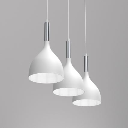 Lestenec na vrvici NOAK 3xE27/15W/230V bela/sijajni krom