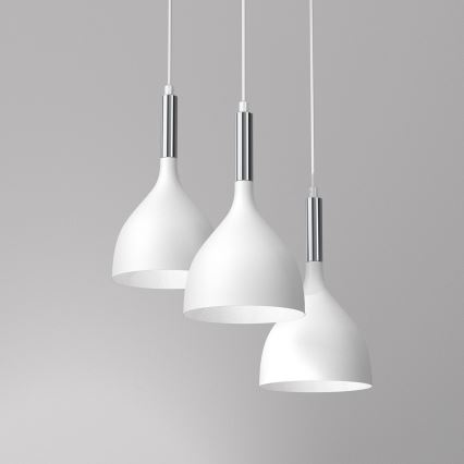 Lestenec na vrvici NOAK 3xE27/15W/230V bela/sijajni krom
