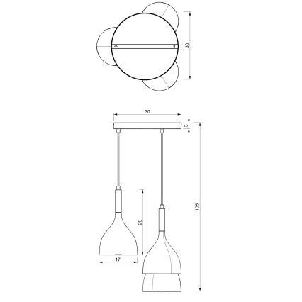 Lestenec na vrvici NOAK 3xE27/15W/230V bela/sijajni krom