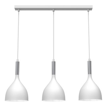 Lestenec na vrvici NOAK 3xE27/15W/230V bela/sijajni krom