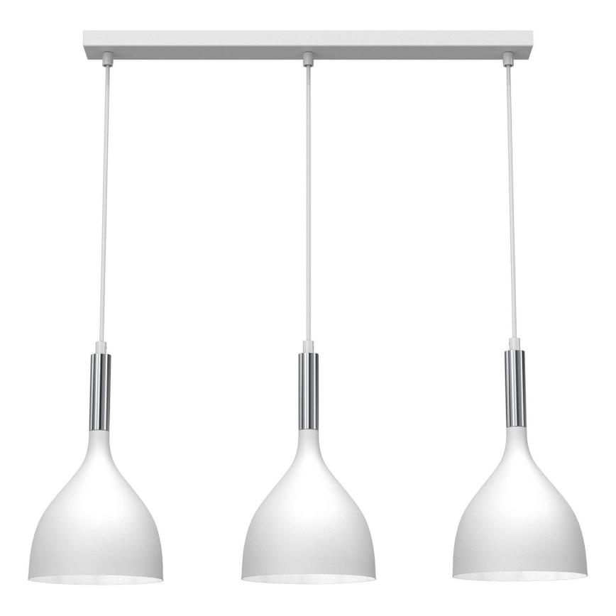 Lestenec na vrvici NOAK 3xE27/15W/230V bela/sijajni krom