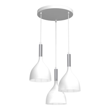 Lestenec na vrvici NOAK 3xE27/15W/230V bela/sijajni krom