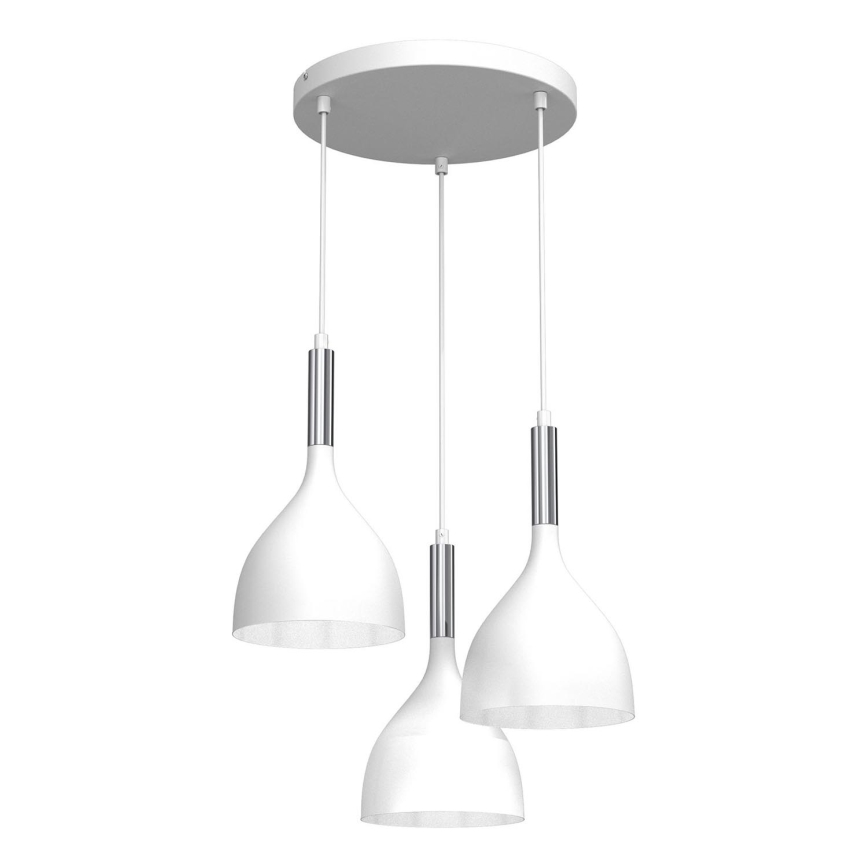 Lestenec na vrvici NOAK 3xE27/15W/230V bela/sijajni krom
