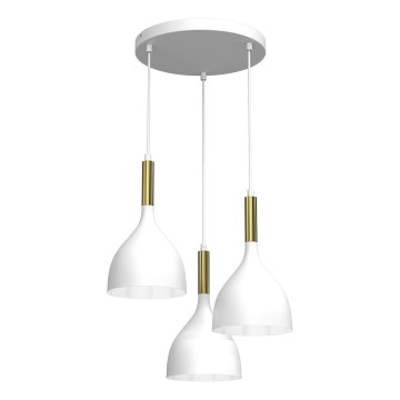 Lestenec na vrvici NOAK 3xE27/15W/230V bela/zlata