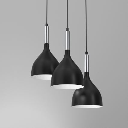 Lestenec na vrvici NOAK 3xE27/15W/230V črna/sijajni krom