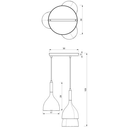 Lestenec na vrvici NOAK 3xE27/15W/230V črna/sijajni krom