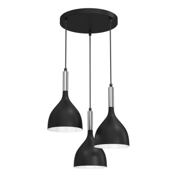 Lestenec na vrvici NOAK 3xE27/15W/230V črna/sijajni krom