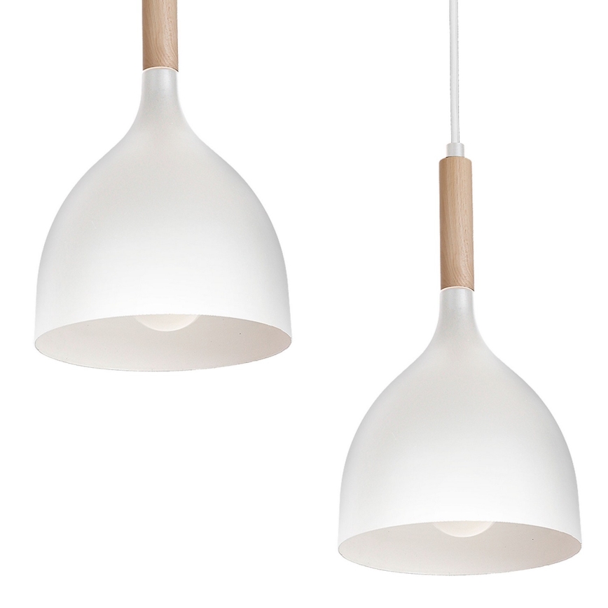 Lestenec na vrvici NOAK 5xE27/15W/230V bela/bukev