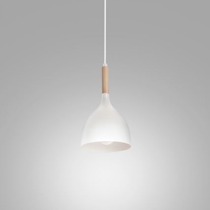 Lestenec na vrvici NOAK WOOD 1xE27/15W/230V bela/bukev