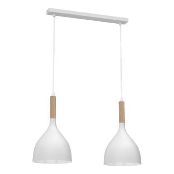 Lestenec na vrvici NOAK WOOD 2xE27/15W/230V bela/bukev