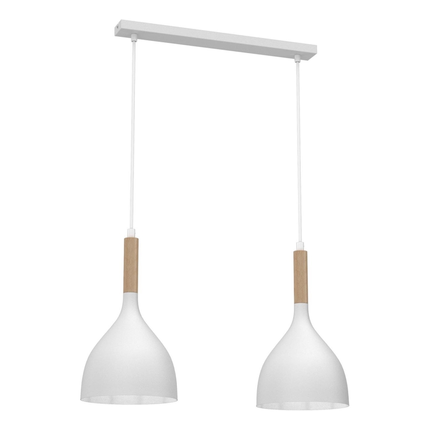 Lestenec na vrvici NOAK WOOD 2xE27/15W/230V bela/bukev