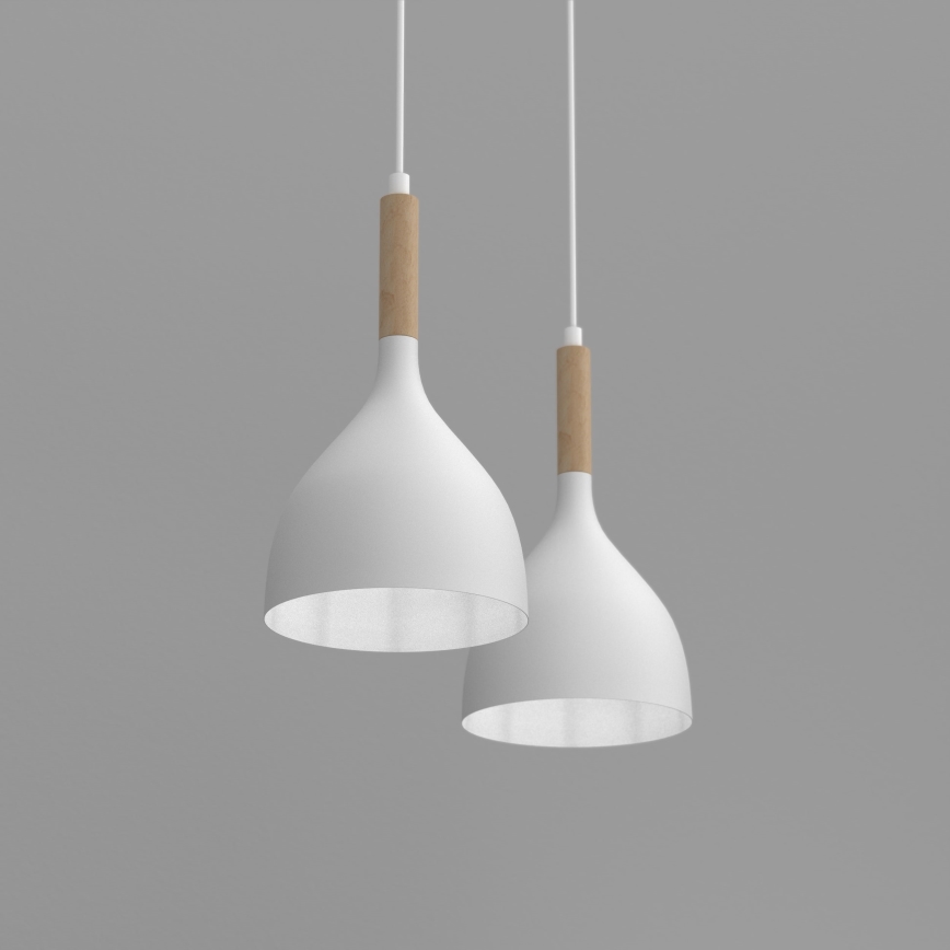 Lestenec na vrvici NOAK WOOD 2xE27/15W/230V bela/bukev