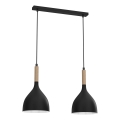 Lestenec na vrvici NOAK WOOD 2xE27/15W/230V črna/bukev