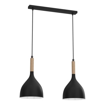 Lestenec na vrvici NOAK WOOD 2xE27/15W/230V črna/bukev