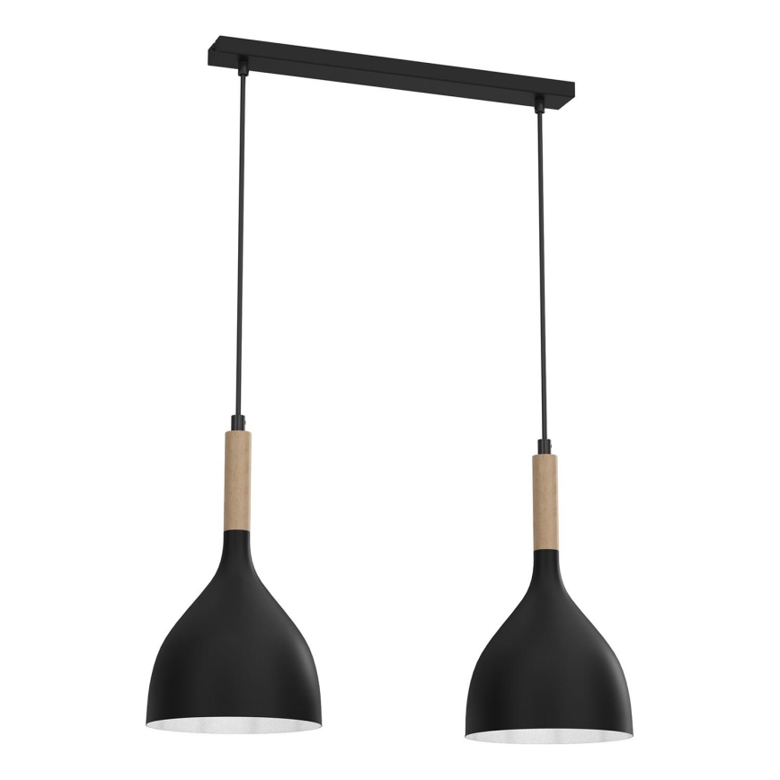 Lestenec na vrvici NOAK WOOD 2xE27/15W/230V črna/bukev