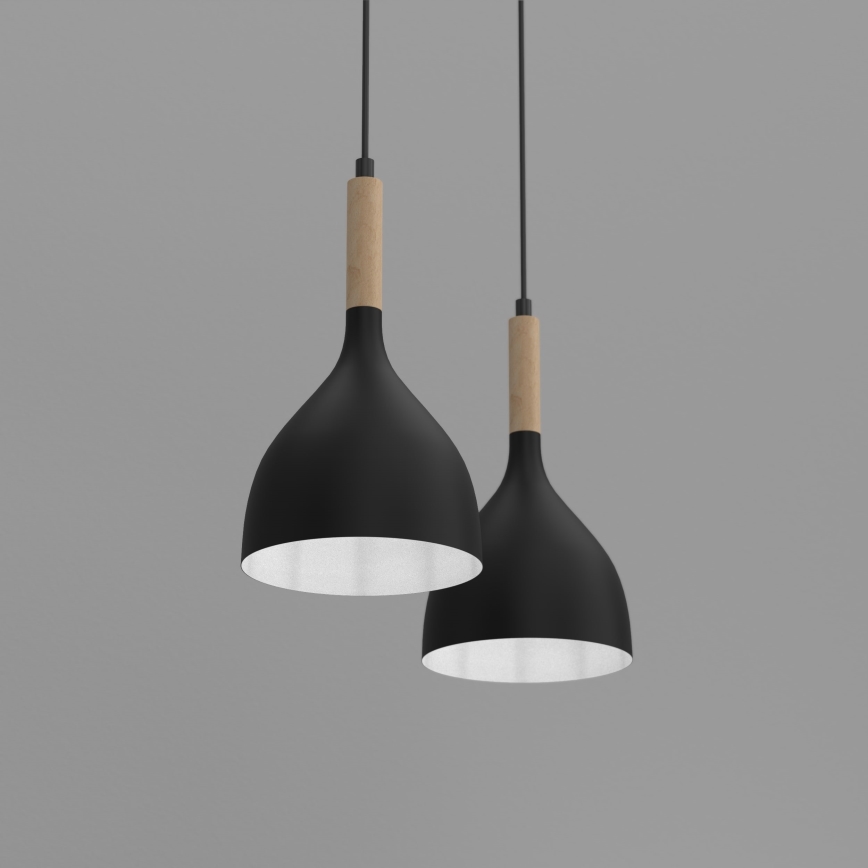 Lestenec na vrvici NOAK WOOD 2xE27/15W/230V črna/bukev
